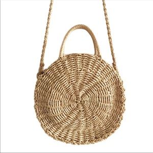[SOLD] Straw Woven Circle Crossbody Shoulder Bag